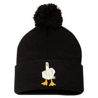 Funny Flipping The Bird Duck Pom Pom 12in Knit Beanie