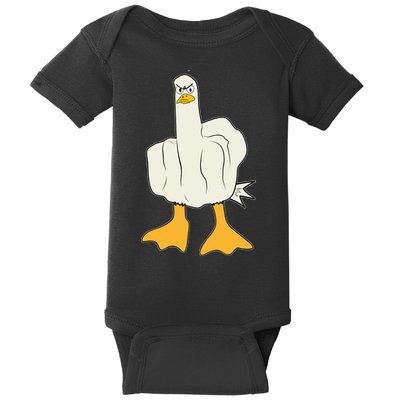 Funny Flipping The Bird Duck Baby Bodysuit