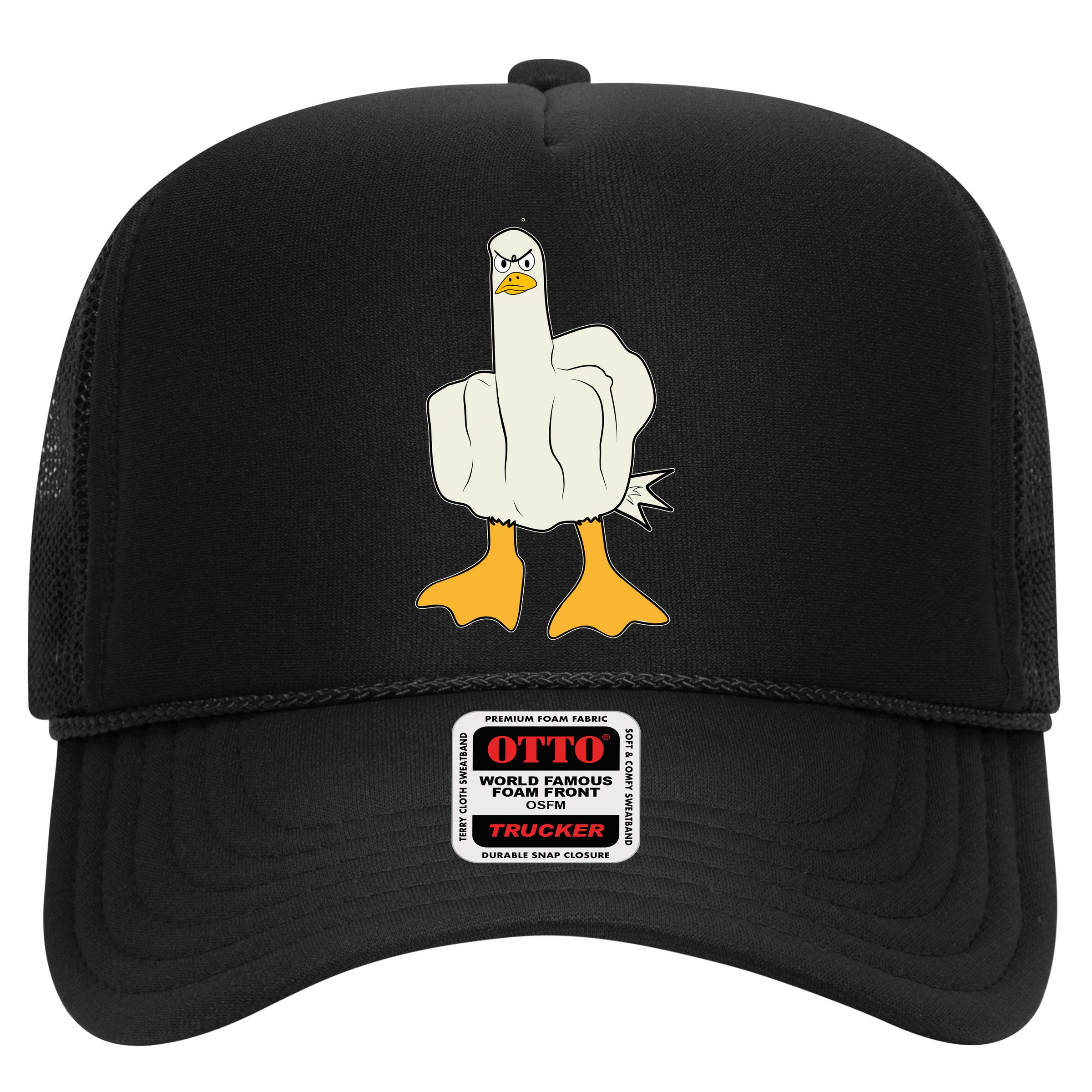 Funny Flipping The Bird Duck Trucker Hat