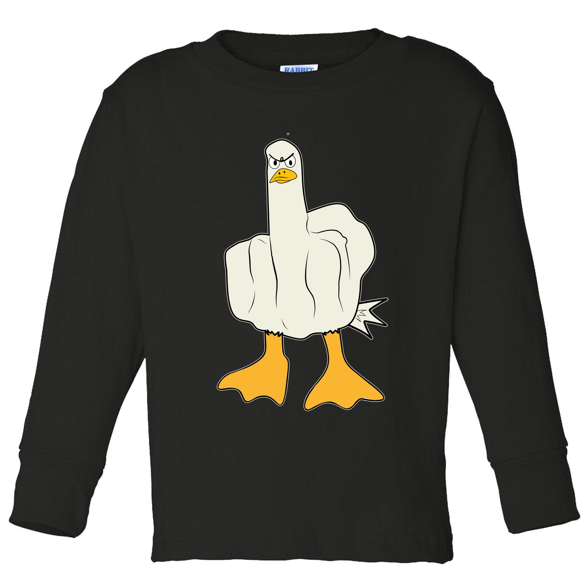 Funny Flipping The Bird Duck Toddler Long Sleeve Shirt