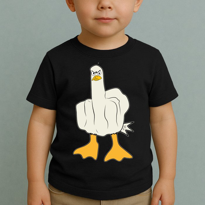 Funny Flipping The Bird Duck Toddler T-Shirt