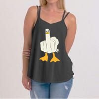 Funny Flipping The Bird Duck Women's Strappy Tank