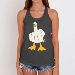 Funny Flipping The Bird Duck Women's Knotted Racerback Tank