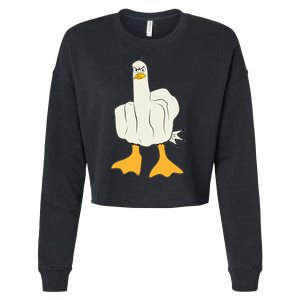 Funny Flipping The Bird Duck Cropped Pullover Crew