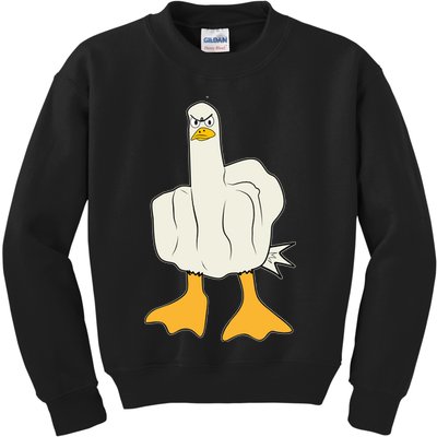 Funny Flipping The Bird Duck Kids Sweatshirt