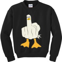 Funny Flipping The Bird Duck Kids Sweatshirt