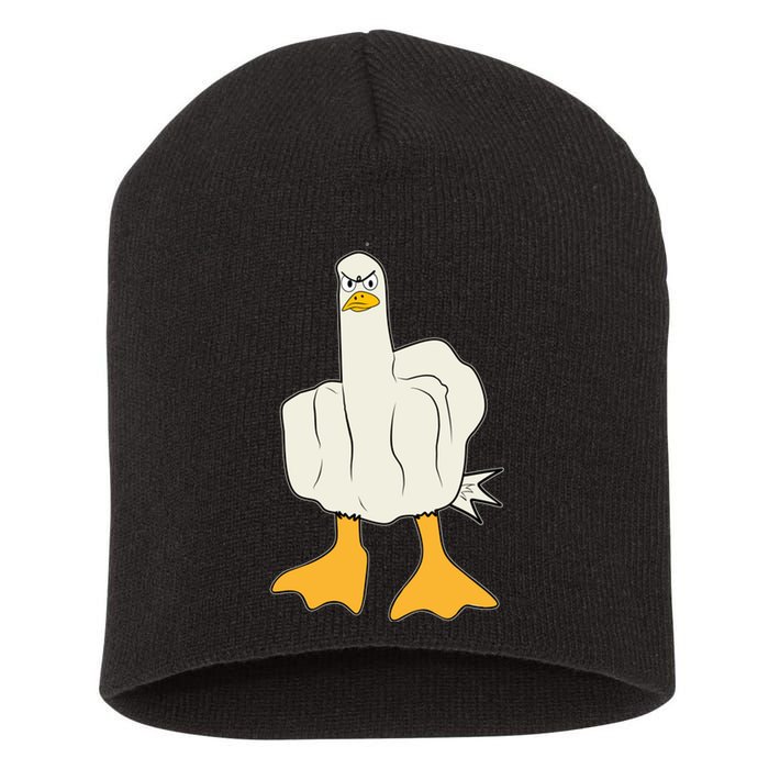 Funny Flipping The Bird Duck Short Acrylic Beanie