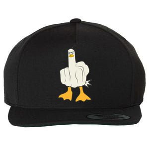 Funny Flipping The Bird Duck Wool Snapback Cap