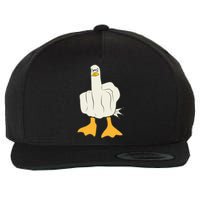 Funny Flipping The Bird Duck Wool Snapback Cap