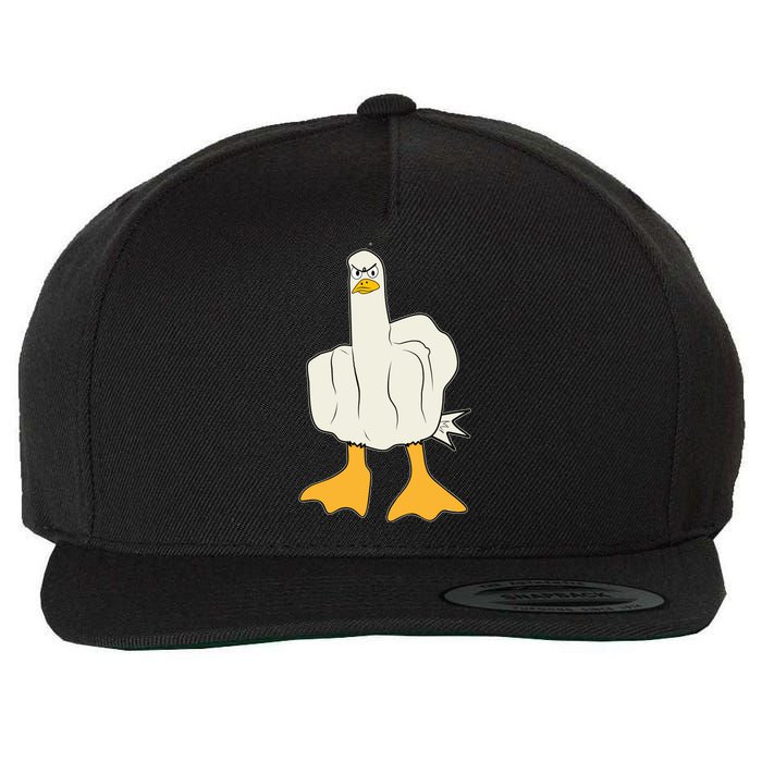 Funny Flipping The Bird Duck Wool Snapback Cap