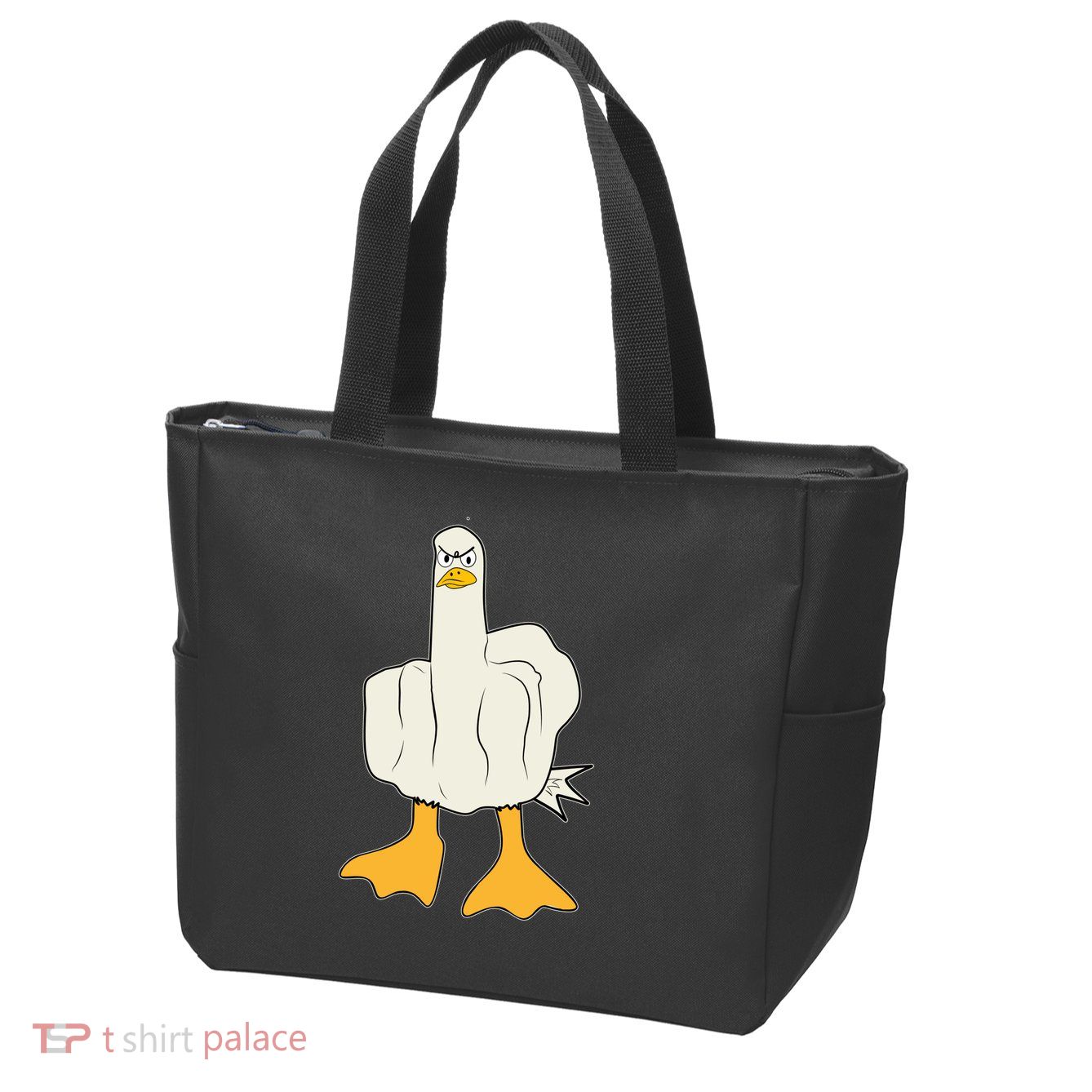 Funny Flipping The Bird Duck Zip Tote Bag