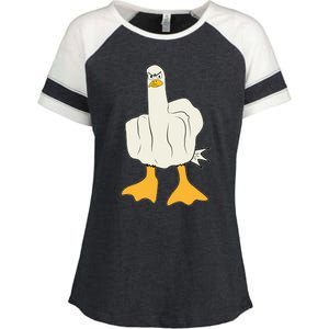 Funny Flipping The Bird Duck Enza Ladies Jersey Colorblock Tee