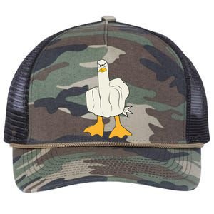 Funny Flipping The Bird Duck Retro Rope Trucker Hat Cap