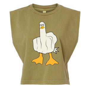 Funny Flipping The Bird Duck Garment-Dyed Women's Muscle Tee