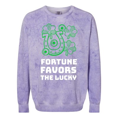 Fortune Favors The Lucky: St Patrick's Day Funny Irish Gift Colorblast Crewneck Sweatshirt