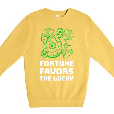 Fortune Favors The Lucky: St Patrick's Day Funny Irish Gift Premium Crewneck Sweatshirt