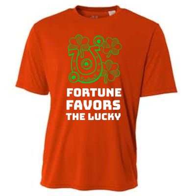 Fortune Favors The Lucky: St Patrick's Day Funny Irish Gift Cooling Performance Crew T-Shirt