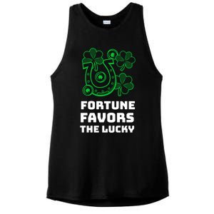 Fortune Favors The Lucky: St Patrick's Day Funny Irish Gift Ladies PosiCharge Tri-Blend Wicking Tank