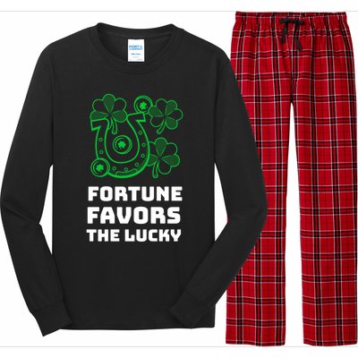 Fortune Favors The Lucky: St Patrick's Day Funny Irish Gift Long Sleeve Pajama Set