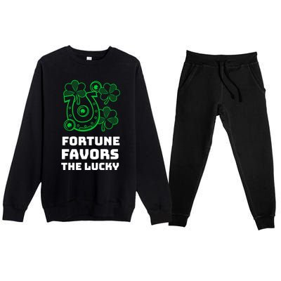 Fortune Favors The Lucky: St Patrick's Day Funny Irish Gift Premium Crewneck Sweatsuit Set