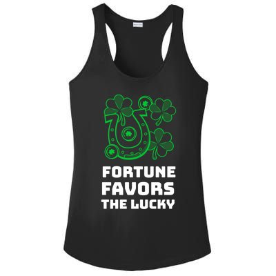 Fortune Favors The Lucky: St Patrick's Day Funny Irish Gift Ladies PosiCharge Competitor Racerback Tank