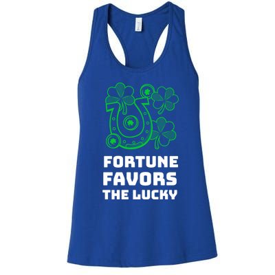 Fortune Favors The Lucky: St Patrick's Day Funny Irish Gift Women's Racerback Tank