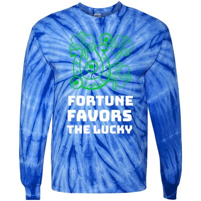 Fortune Favors The Lucky: St Patrick's Day Funny Irish Gift Tie-Dye Long Sleeve Shirt