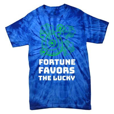 Fortune Favors The Lucky: St Patrick's Day Funny Irish Gift Tie-Dye T-Shirt