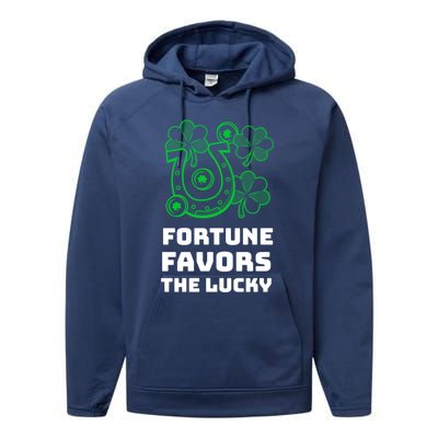 Fortune Favors The Lucky: St Patrick's Day Funny Irish Gift Performance Fleece Hoodie