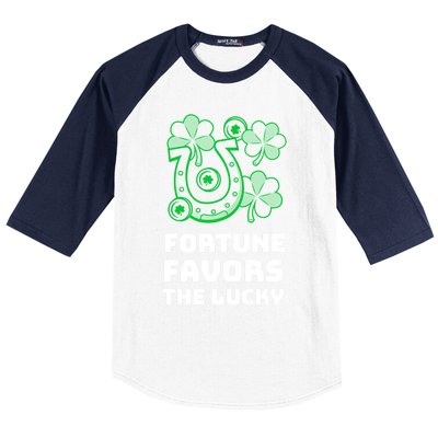 Fortune Favors The Lucky: St Patrick's Day Funny Irish Gift Baseball Sleeve Shirt