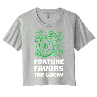 Fortune Favors The Lucky: St Patrick's Day Funny Irish Gift Women's Crop Top Tee