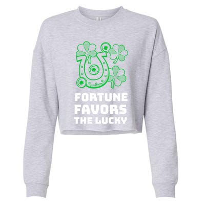 Fortune Favors The Lucky: St Patrick's Day Funny Irish Gift Cropped Pullover Crew