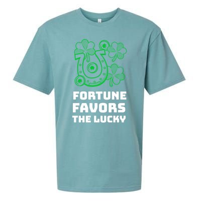 Fortune Favors The Lucky: St Patrick's Day Funny Irish Gift Sueded Cloud Jersey T-Shirt