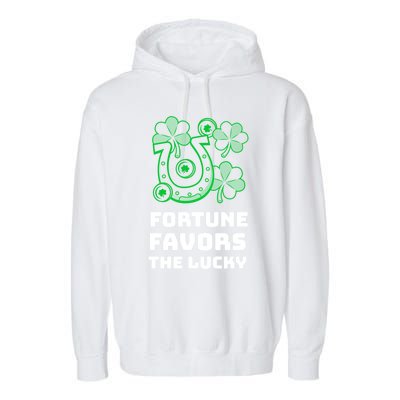 Fortune Favors The Lucky: St Patrick's Day Funny Irish Gift Garment-Dyed Fleece Hoodie