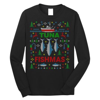 Funny Fish Tuna Fishmas Ugly Christmas Sweater Party Fisherman Long Sleeve Shirt