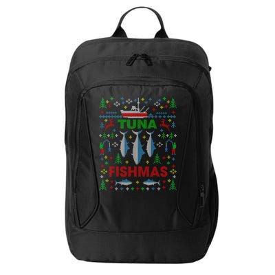 Funny Fish Tuna Fishmas Ugly Christmas Sweater Party Fisherman City Backpack