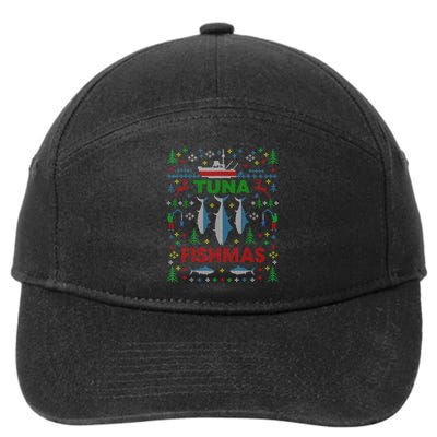 Funny Fish Tuna Fishmas Ugly Christmas Sweater Party Fisherman 7-Panel Snapback Hat