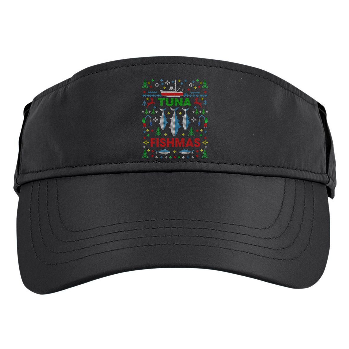 Funny Fish Tuna Fishmas Ugly Christmas Sweater Party Fisherman Adult Drive Performance Visor