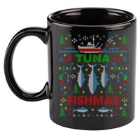 Funny Fish Tuna Fishmas Ugly Christmas Sweater Party Fisherman 11oz C Handle Ceramic Mug
