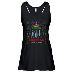 Funny Fish Tuna Fishmas Ugly Christmas Sweater Party Fisherman Ladies Essential Flowy Tank