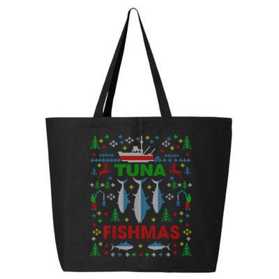 Funny Fish Tuna Fishmas Ugly Christmas Sweater Party Fisherman 25L Jumbo Tote