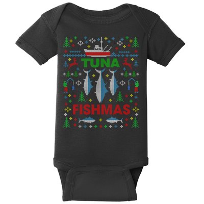 Funny Fish Tuna Fishmas Ugly Christmas Sweater Party Fisherman Baby Bodysuit