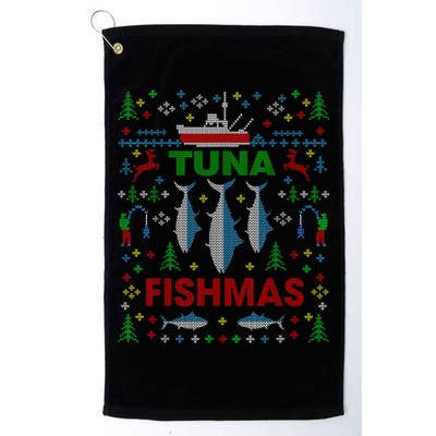 Funny Fish Tuna Fishmas Ugly Christmas Sweater Party Fisherman Golf Towel