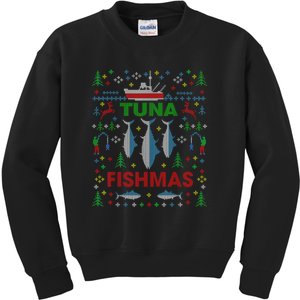 Funny Fish Tuna Fishmas Ugly Christmas Sweater Party Fisherman Kids Sweatshirt