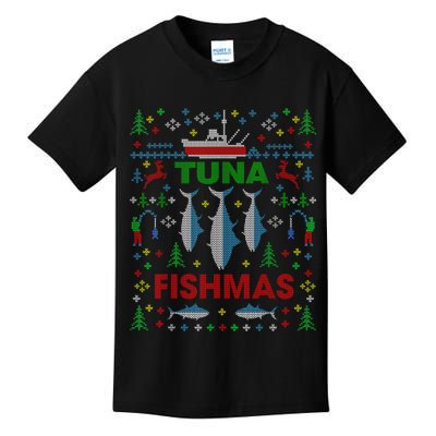 Funny Fish Tuna Fishmas Ugly Christmas Sweater Party Fisherman Kids T-Shirt