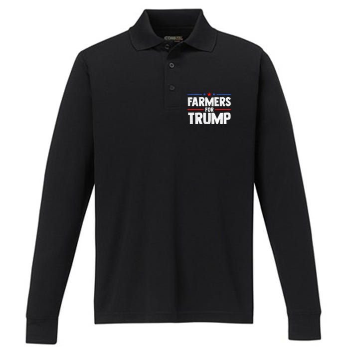 Farmers For Trump 2024 American Election Pro Trump Farmers Performance Long Sleeve Polo