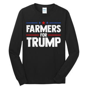 Farmers For Trump 2024 American Election Pro Trump Farmers Tall Long Sleeve T-Shirt