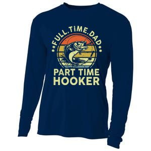 Fishing Full Time Dad Part Time Hooker Funny Bass Dad Cooling Performance Long Sleeve Crew