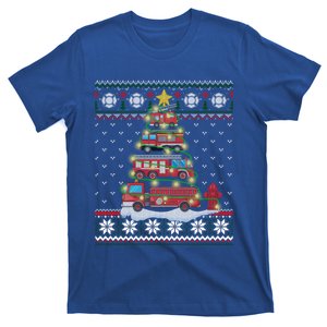 Firefighter Fire Truck Christmas Tree Xmas Gift Ugly Sweater Gift T-Shirt