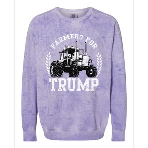 Farmers For Trump 2024 Election Farming Farmer Usa Funny Gift Colorblast Crewneck Sweatshirt